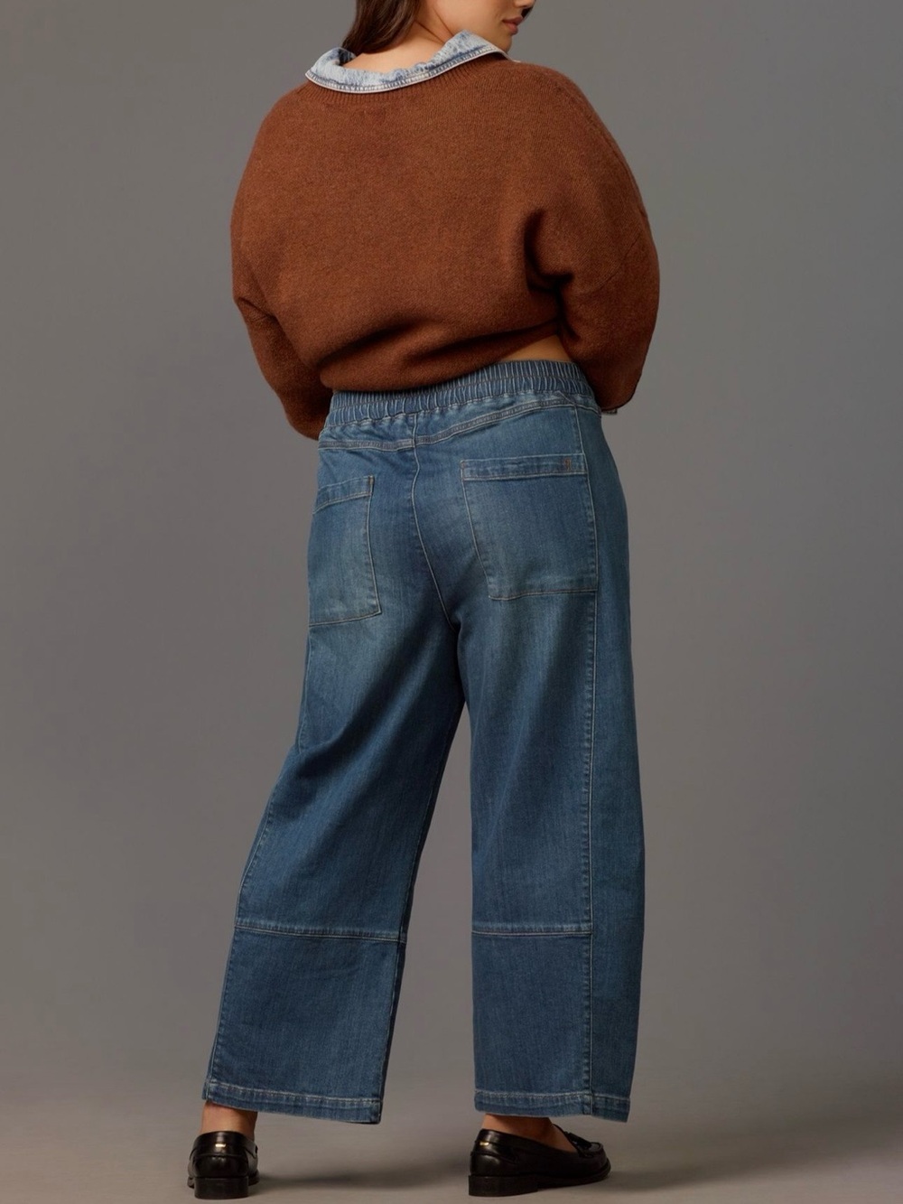 Pilcro Anthropologie The Izzie Relaxed Barrel Pull-On Elastic Waist Jeans Size L - Picture 15 of 15